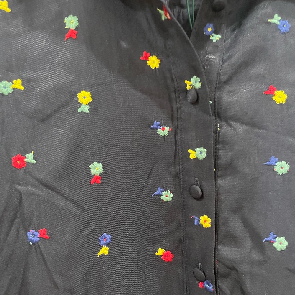NWT Tuckernuck Navy Mini Dress with Floral Embroidery Button Up - Picture 7 of 10